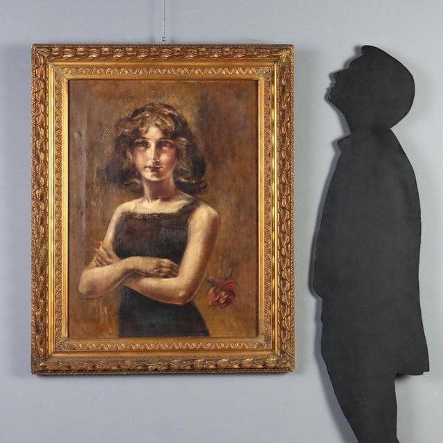 Oil on canvas. Signed in the center (along the neckline of the girl's dress). from the Campari company collection. A...