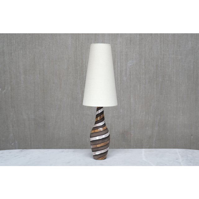 1950s Spiral Ceramic Table Lamp by Ingrid Atterberg for Upsala Ekeby, Sweden, 1950s For Sale - Image 5 of 10