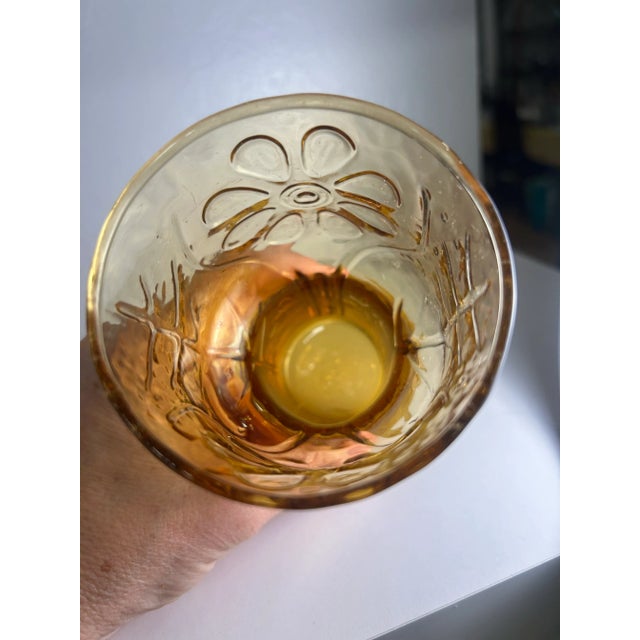 Boho Chic 1970s Single Libby Country Garden Glass in Honey Gold Color For Sale - Image 3 of 4
