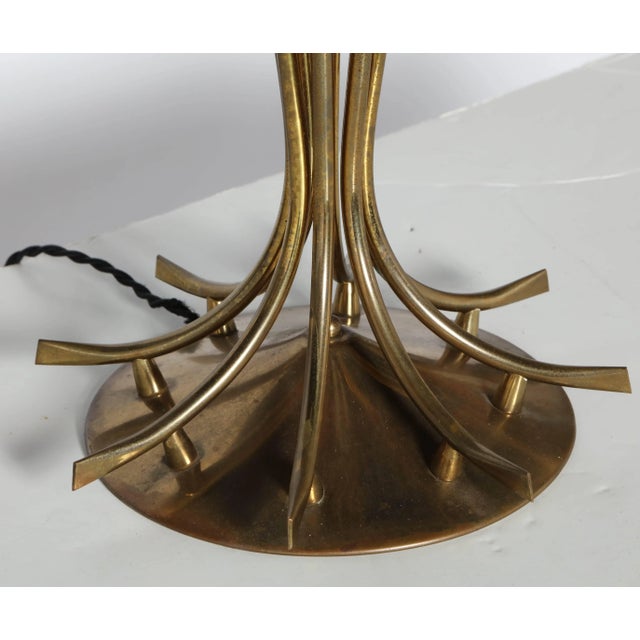 1950s Tall Millepatte Style Brass Table Lamp For Sale - Image 6 of 11