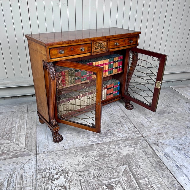 Regency Mahogany and Brass Inlaid Chiffonier Bookcase, 1820s For Sale - Image 5 of 11