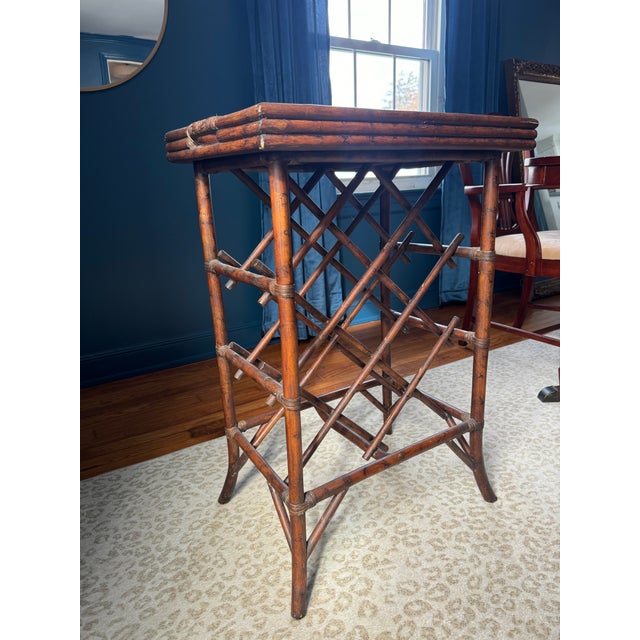 Vintage faux bamboo and rattan wine rack with removable tray top. All joinery in perfect condition with no fraying. No...