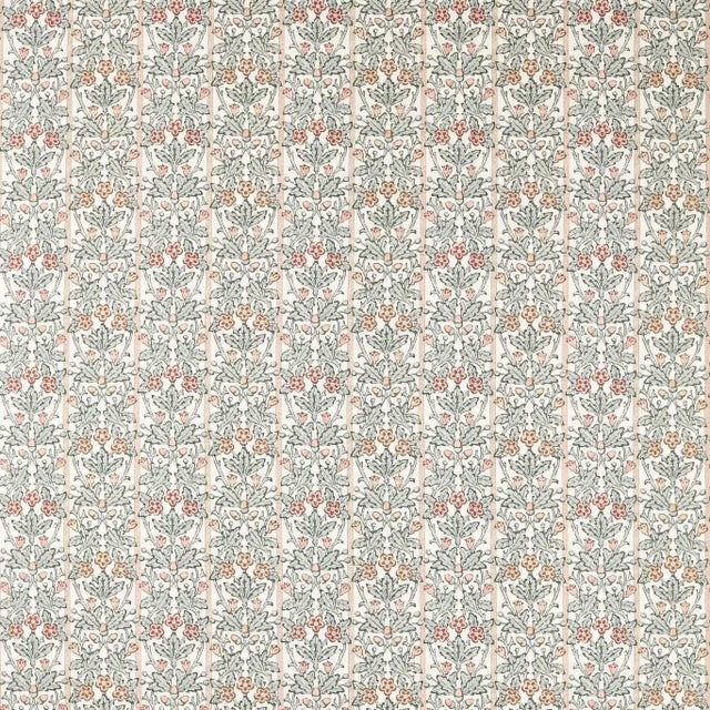 Morris & Co. Oak & Blossom Fabric in Umber/Mineral Blue - a sample For Sale