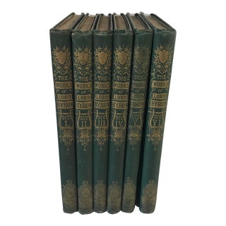 Antique Leather Bound Gold Spine "The Works of Lord Byron" - 6 Vol. Set For Sale