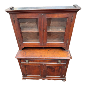 Antique Victorian Walnut Miniature or Child Size Step Back Cupboard