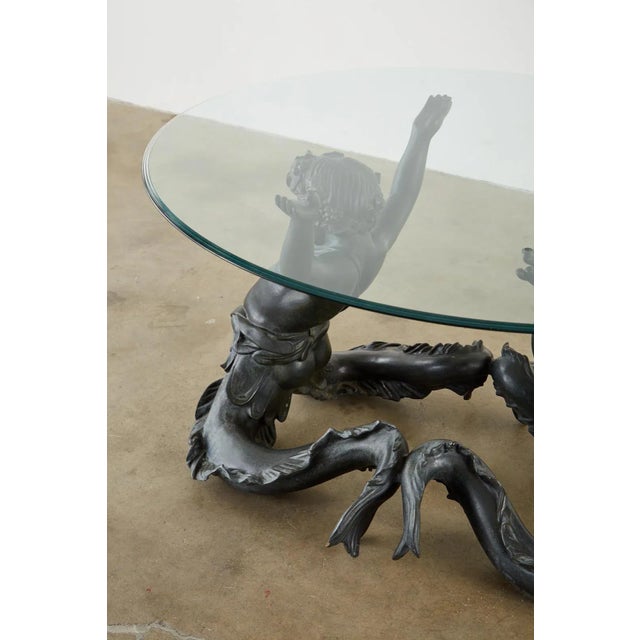 Figurative Italian Bronze Neoclassical Putti Di Mare Dining Centre Table For Sale - Image 3 of 13