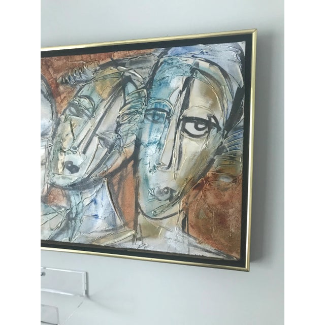 Mid 20th Century Abstract Faces Impasto Oil Painting by Moshe Katz, Framed For Sale - Image 11 of 12