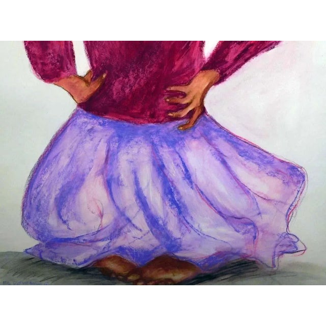 Impressionist Rc Gorman Untitled Purple Skirt Original Pastel Drawing, Hand Signed For Sale - Image 3 of 6