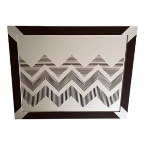 Mid-Century Modern Large Pop Op Art Graphic Aluminum Mirror by Expressions Inc 1975
