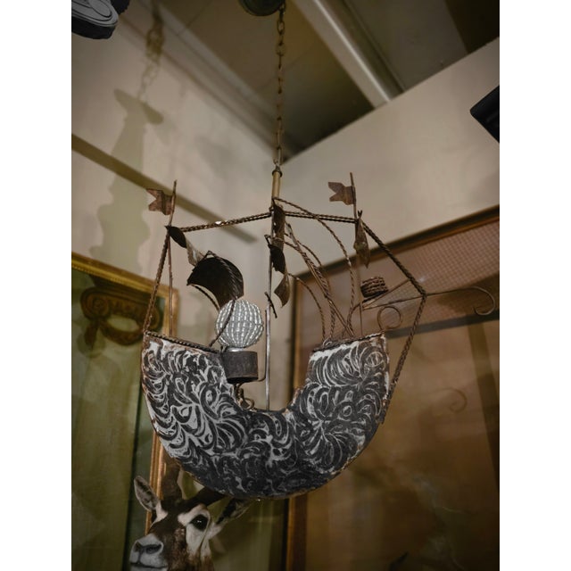 Rustic Ship Chandelier With Beaded Bulb Cover For Sale - Image 13 of 13