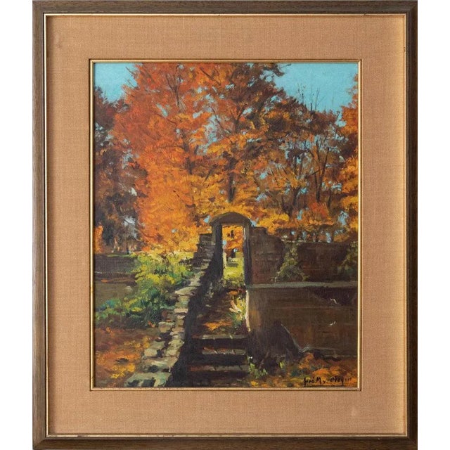 A Sunny Autumn Day: The Secret Garden, 20th Century, Oil on Board For Sale - Image 6 of 6