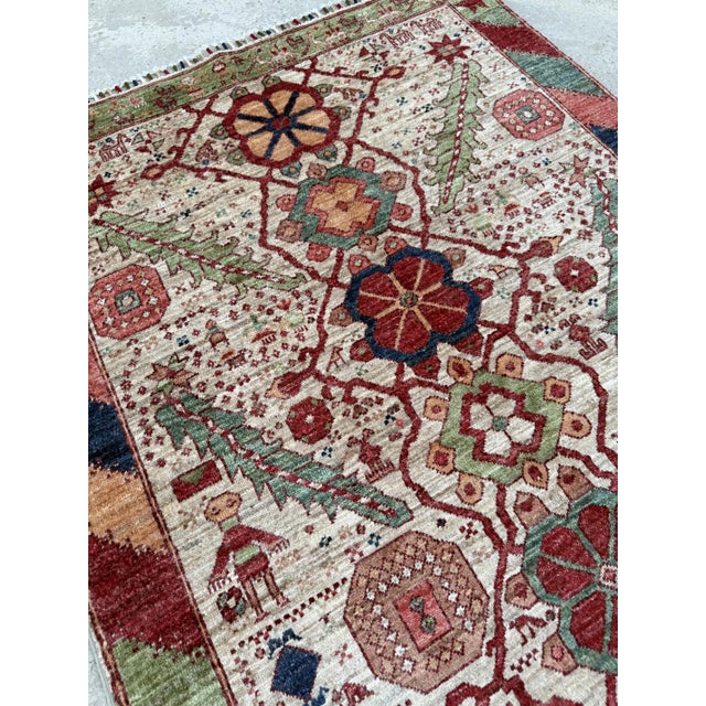 Ivory Mamluk Design Area Rug, 03'11 X 05'11 For Sale - Image 9 of 13