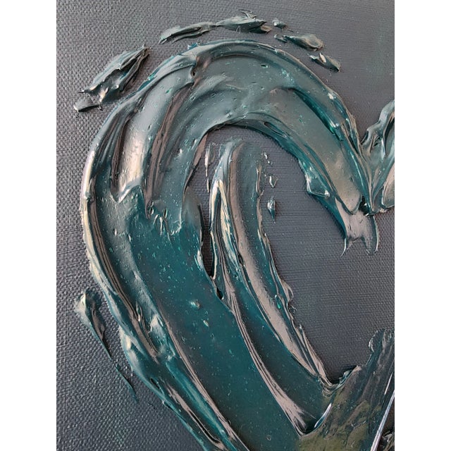 Deep Green Abstract Heart Painting For Sale In Raleigh - Image 6 of 8