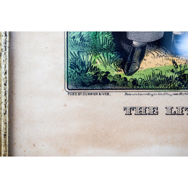 Mid 19th Century Original 19th Century Currier & Ives Hand Colored Lithographs – “Look at Papa” & “The Little Brothers” – Framed Pair For Sale - Image 5 of 9