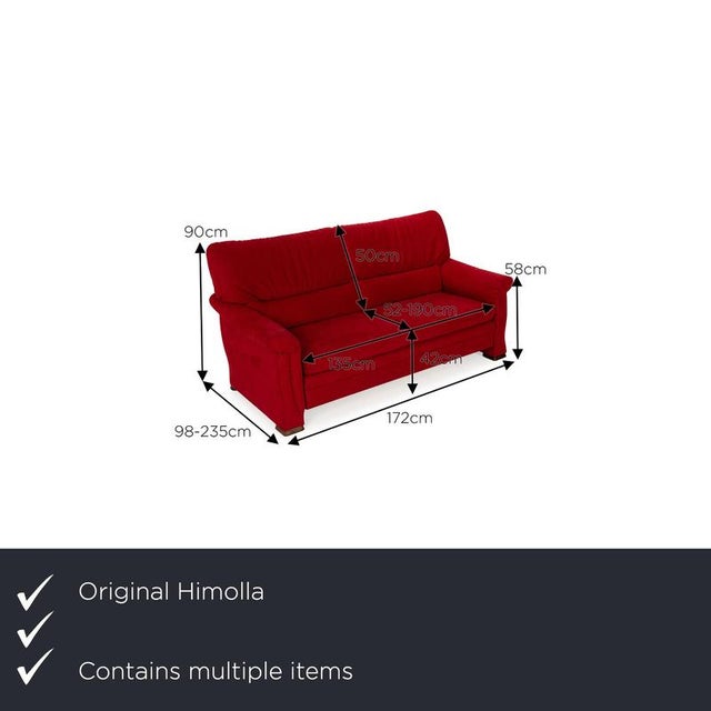 The sofa set 2253 from Himolla is covered in red fabric and stands on inconspicuous feet. It is characterized by the...