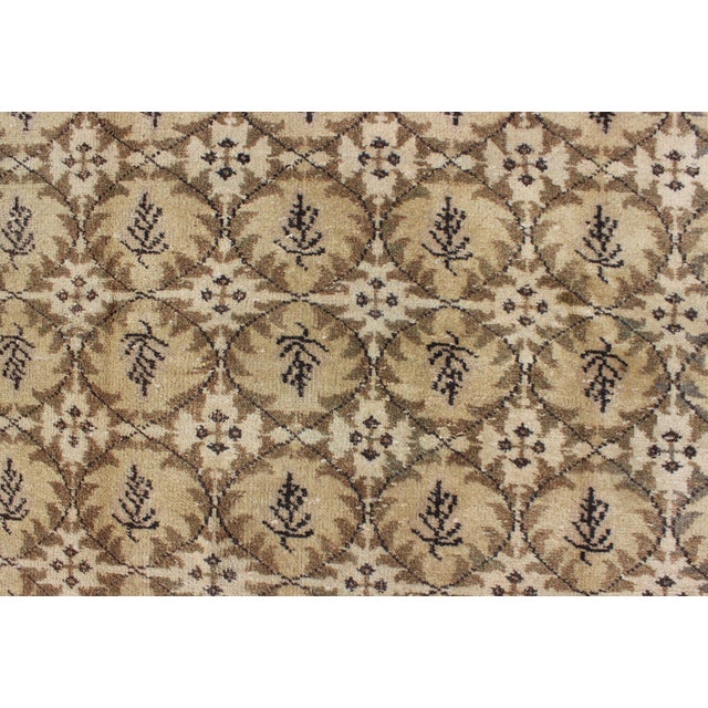 Textile Vintage Art Deco Rug in Beige, Soft Yellow, Brown, and Soft Gray Tones For Sale - Image 7 of 11