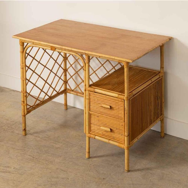 Brown 1960s French Rattan Desk by Louis Sognot For Sale - Image 8 of 12