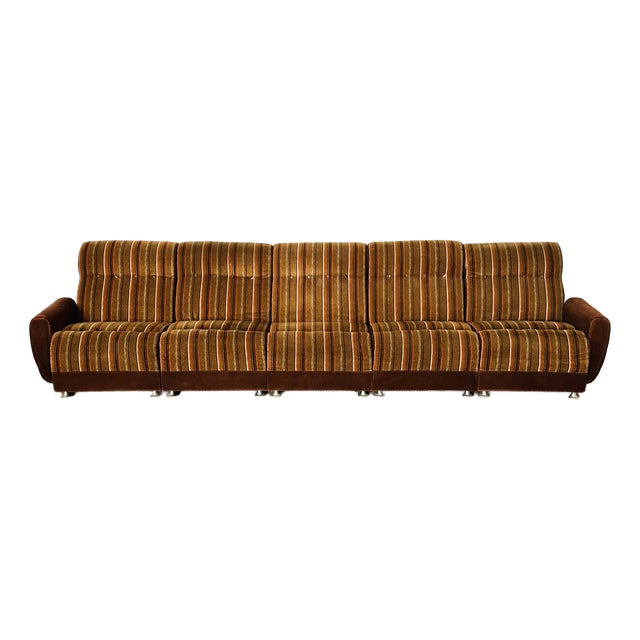 Vintage Velvet Modular Sofa, 1960s, Set of 5 For Sale