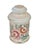 Very pretty had painted milk glass apothecary jar. Hand painted with pink roses and green foliage. Gilt rim.