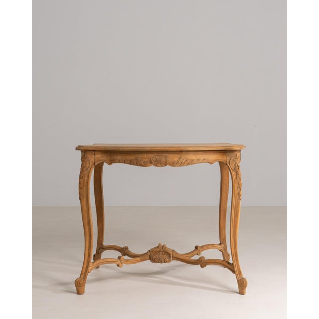 French 1880-1889 France Weathered Whitewash Carved Cerused Oak Console For Sale - Image 3 of 11