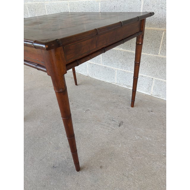Vintage Italian Faux Bamboo Fruitwood Game Table For Sale - Image 4 of 11