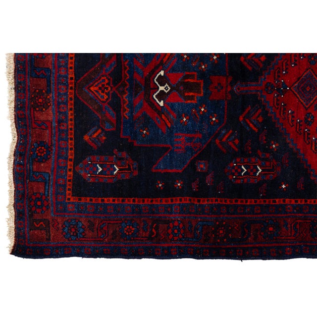 Mid-Century Hand-Knotted Vintage Kurdish Wool Runner Rug With Tribal Geometric Medallions For Sale - Image 9 of 9
