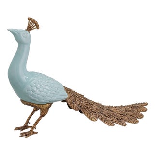 Peacock Celadon Sculpture For Sale
