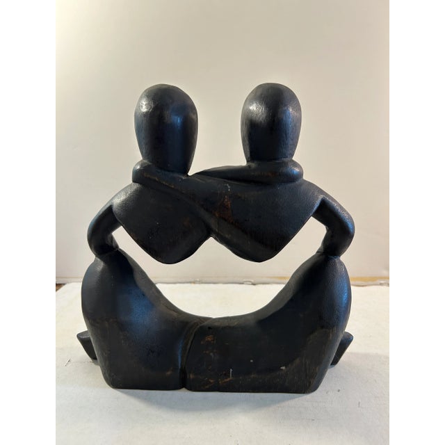 1970s Abstract Hand Carved Wood Sculpture Signed For Sale - Image 10 of 10