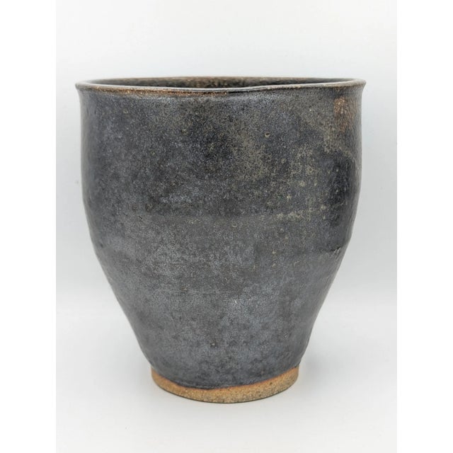 Gray Vintage Signed Studio Art Pottery Vase Mid Century Modern Ikebana Stoneware For Sale - Image 8 of 12