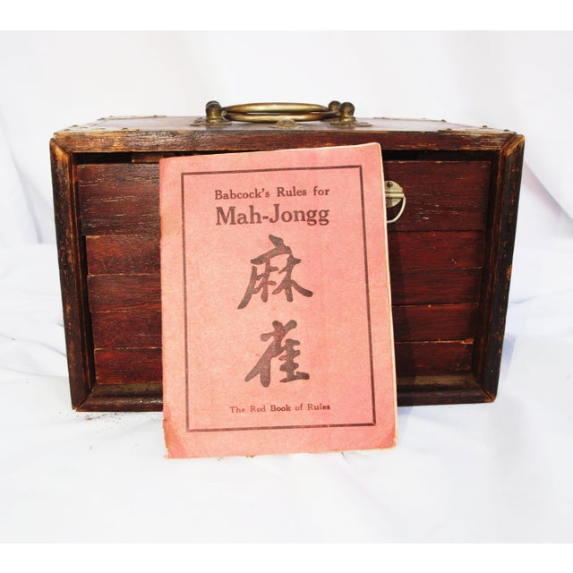 Brown Antique 1923 Mah Jong Set in Wooden Case For Sale - Image 8 of 11
