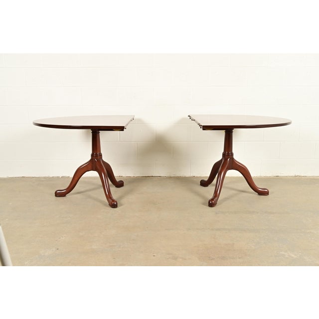 Kittinger Georgian Solid Mahogany Double Pedestal Extension Dining Table For Sale In South Bend - Image 6 of 15