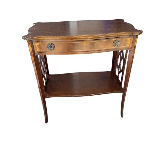 1930s Charak Furniture Co. Edwardian Mahogany Inlaid Occasional Table, 1934 For Sale - Image 5 of 9