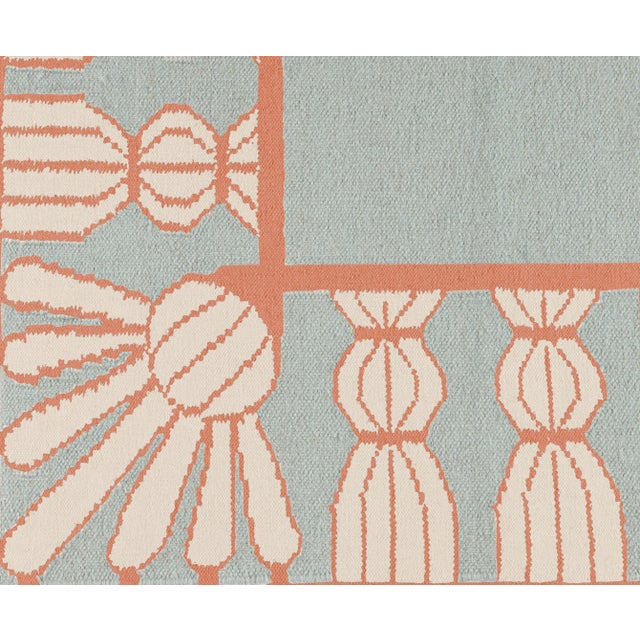 Part & Parcel Goods Wool Tassel Runner, 2’6” x 12', Sky Blue, Topaz and Eggshell For Sale - Image 4 of 4