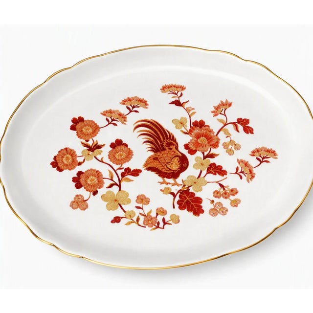 White Mid 20th Century Wedgwood Mid Century Modern Vanity Dresser Set England Bone China Golden Cockerel Pattern - 8 Pcs For Sale - Image 8 of 11