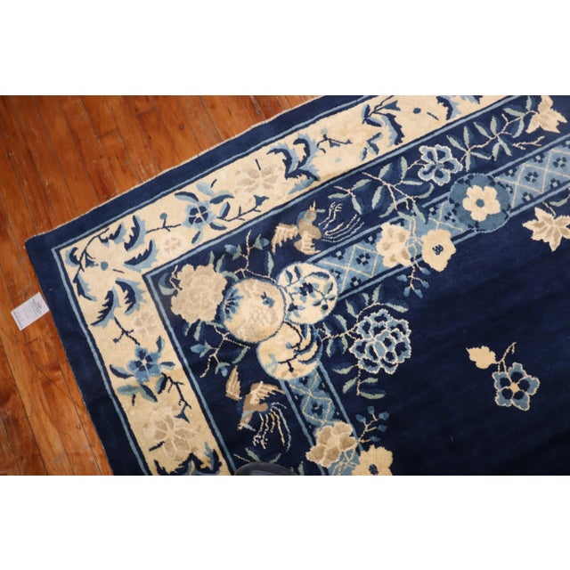 1930s Vintage Navy Chinese Peking Rug - 8'11" x 11'6" For Sale - Image 5 of 8