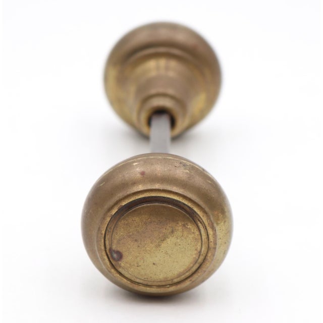 Metal Vintage Art Deco Brass Passage Door Knob Set For Sale - Image 7 of 7