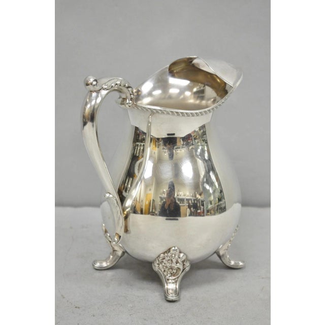 Victorian Vintage Bristol by Poole Silver Plated Bulbous Footed Ice Lip Water Pitcher For Sale - Image 3 of 15