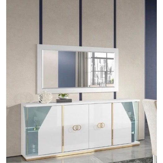 Early 21st Century Casa Milano Vogue 10-Piece Luxury Dining Room Set – White & Gold High Gloss Collection For Sale - Image 5 of 6