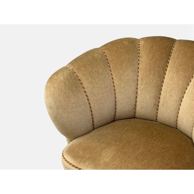 1950s Finnish Modern, Lounge Chairs, Beige Velvet, Wood, Finland, 1950s For Sale - Image 5 of 10