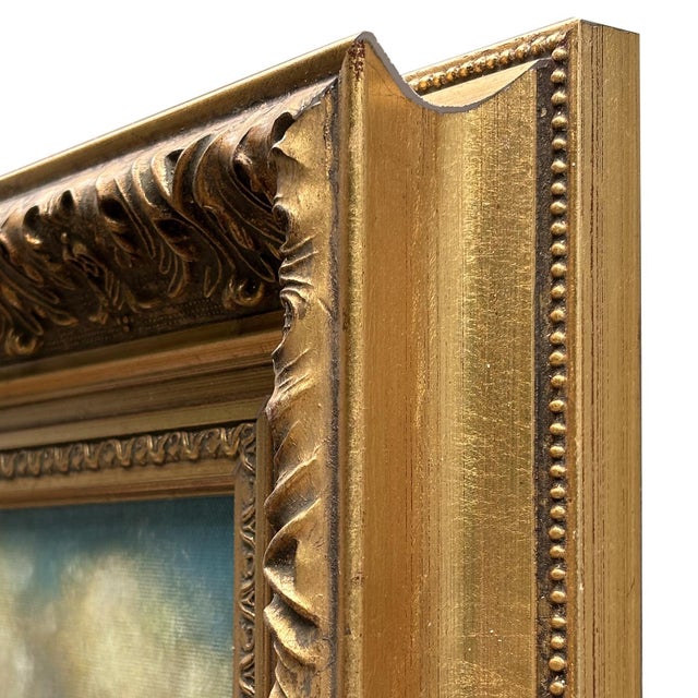 Contemporary Plein Air Cloud Oil Painting in Square Vintage Gold Frame For Sale In New York - Image 6 of 6