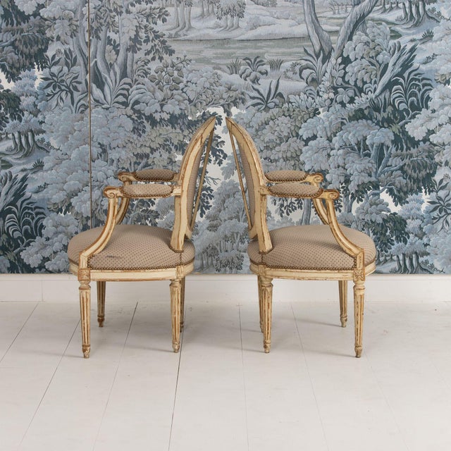 Pair of 18th C. French Louis XVI Fauteuils in Original Paint, Signed For Sale - Image 10 of 16
