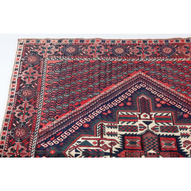 Contemporary Fine Vintage Tribal Rug With Double Medallion Design, Hand-Knotted Wool, Circa 1960s–1970s - 4' 6''' X 6' 2'' For Sale - Image 3 of 14