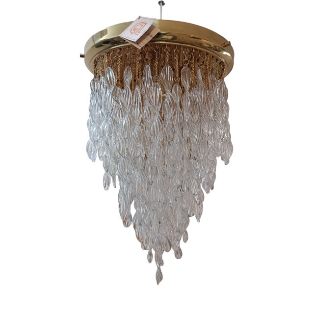 Murano Crystal Waterfall Chandelier, 1970s For Sale