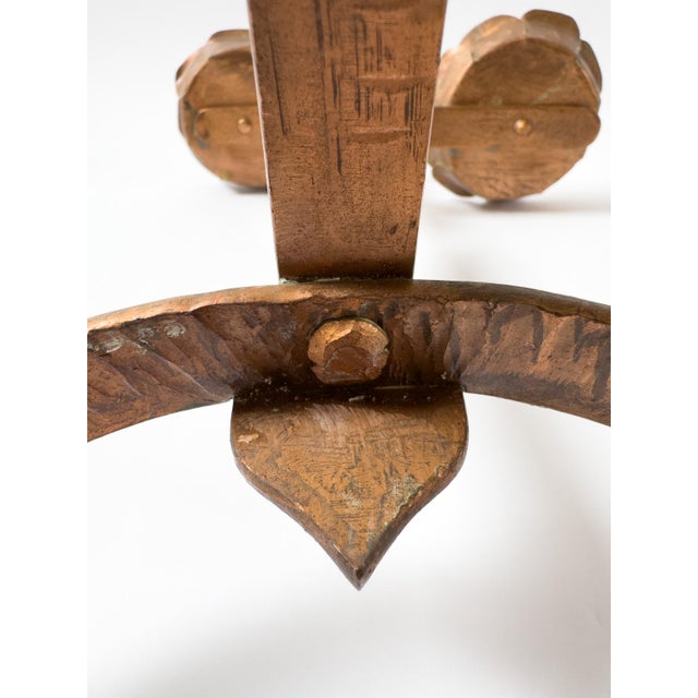 Antique Arts & Crafts Copper Double Pricket Candlestick, C. 1900–1930, Brutalist Style For Sale - Image 15 of 18