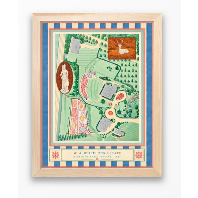 Paper Atelier Aria Lumae the Grand Estate Cartography Set of 2 Shore Estate Faux Checkered Border Fine Art Hge Gallery Board Print 34" X 18" Wallspace For Sale - Image 7 of 18