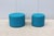 Fabulous pair of Boost round soft foam ottomans in a vibrant tropic blue silicone upholstery made in the USA by OFS and...