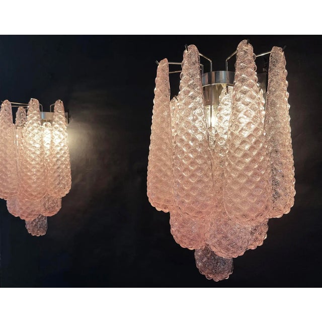 Pink Murano Wall Lamps with Drop Formed Prisms, 2000, Set of 4 For Sale - Image 4 of 8