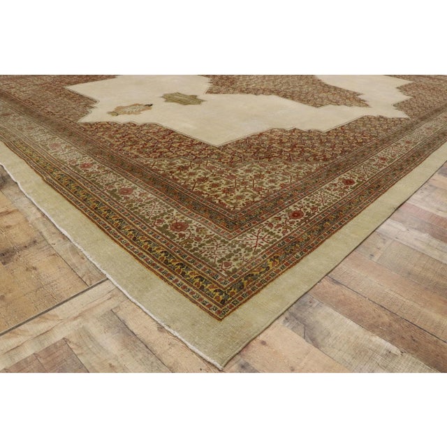 Textile Antique Persian Tabriz Rug - 10'09 X 14'3 For Sale - Image 7 of 10