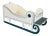 Vintage Sleigh-Style Dog Bed White With Blue Trim & Nail Head Design For Sale