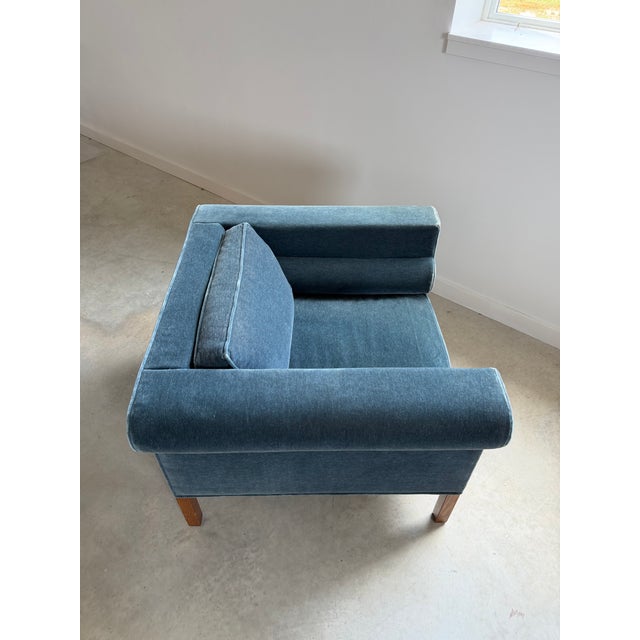 Wood Rare Charles McMurray Architect-Designed Geometric Form Lounge Chair in Mohair For Sale - Image 7 of 12